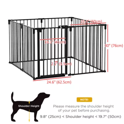 PawHut Dog Safety Gate 8-Panel Playpen, Steel Fence Stair Barrier Room Divider - Image 3
