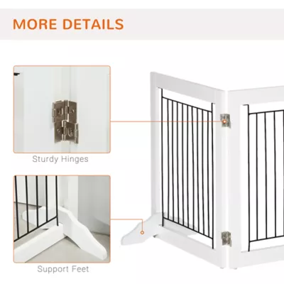 PawHut Freestanding Pet Gate, Folding Dog Gate with 2 Support Feet, 24" High, 3 Panels - Image 6