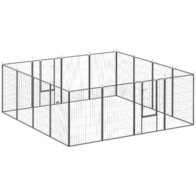 PawHut Heavy Duty Pet Playpen, 16 Panels with 2 Doors, Locking Latch, 47" Height - Image 1