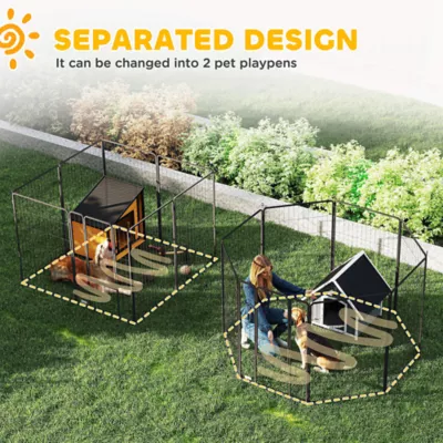 PawHut Heavy Duty Pet Playpen, 16 Panels with 2 Doors, Locking Latch, 47" Height - Image 5