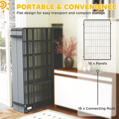 PawHut Heavy Duty Pet Playpen, 16 Panels with 2 Doors, Locking Latch, 47" Height - Image 6