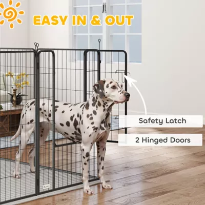 PawHut Heavy Duty Pet Playpen, 16 Panels with 2 Doors, Locking Latch, 47" Height - Image 7
