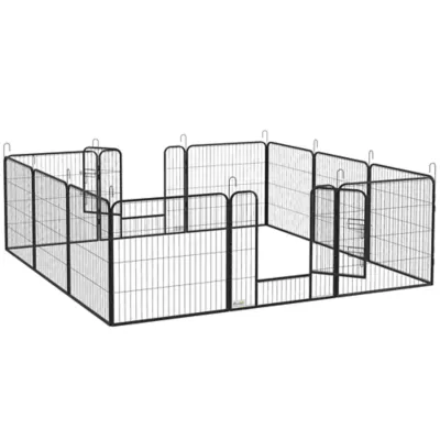 PawHut Dog Pen with Gate, 12 Panels, 31.5" Height - Image 1