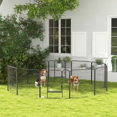 PawHut Dog Pen with Gate, 12 Panels, 31.5" Height - Image 2