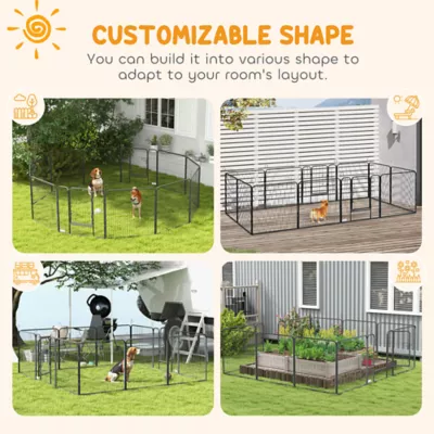 PawHut Dog Pen with Gate, 12 Panels, 31.5" Height - Image 4