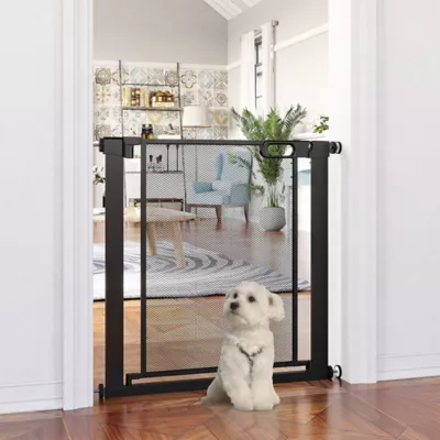 PawHut 29.9"H Metal Pet Gate, w/ Auto Closing Door, Double Locking - Image 2
