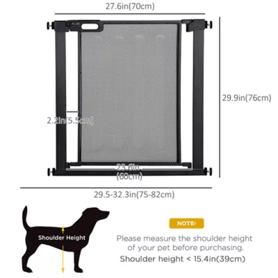 PawHut 29.9"H Metal Pet Gate, w/ Auto Closing Door, Double Locking - Image 3