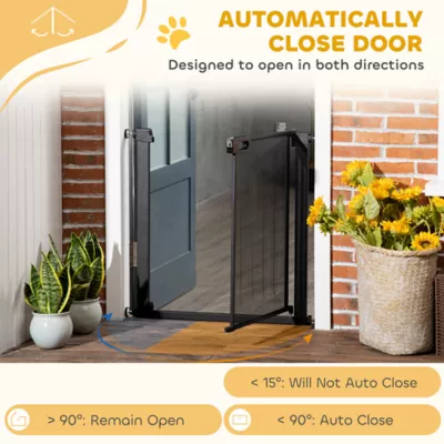 PawHut 29.9"H Metal Pet Gate, w/ Auto Closing Door, Double Locking - Image 5