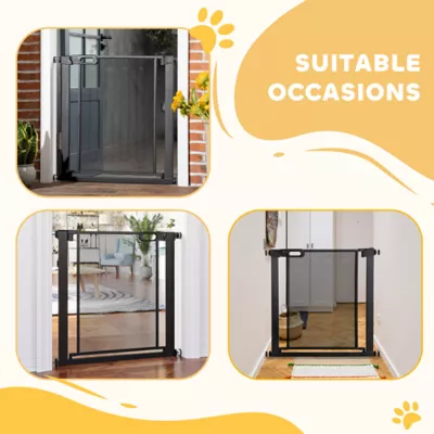 PawHut 29.9"H Metal Pet Gate, w/ Auto Closing Door, Double Locking - Image 6