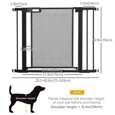 PawHut 29.9"H Metal Pet Gate, w/ Auto Closing Door, Double Locking - Image 3