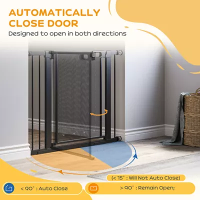 PawHut 29.9"H Metal Pet Gate, w/ Auto Closing Door, Double Locking - Image 5
