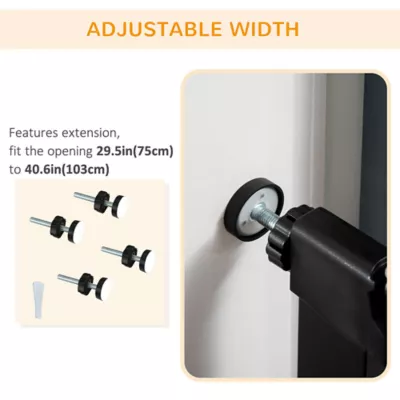 PawHut 29.9"H Metal Pet Gate, w/ Auto Closing Door, Double Locking - Image 6