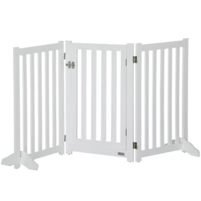 PawHut 3-Panel Foldable Dog Gate with Feet - Image 1