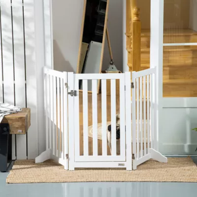PawHut 3-Panel Foldable Dog Gate with Feet - Image 2