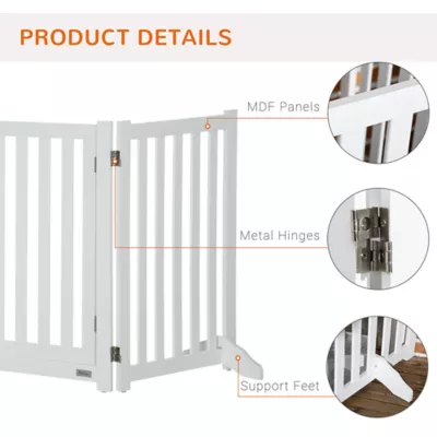 PawHut 3-Panel Foldable Dog Gate with Feet - Image 7