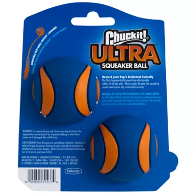 Chuckit! Ultra Squeaker Rubber Ball Fetch Dog Toy, Medium 2 Pack - Image 2