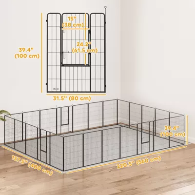 PawHut 24 Panels 44.5" Height Heavy Duty Dog Playpen - Image 3