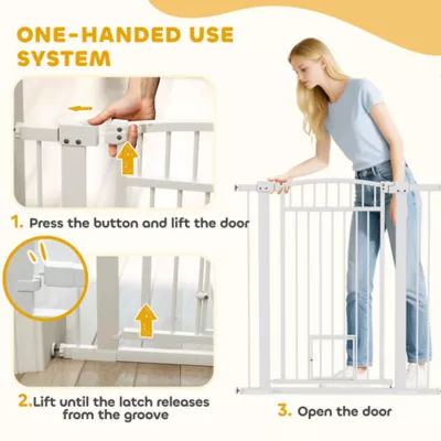 PawHut 30"-41" Wide Pet Gate with Small Door, 42" H with 3-Inch and 5.5-Inch Extension Kit - Image 6