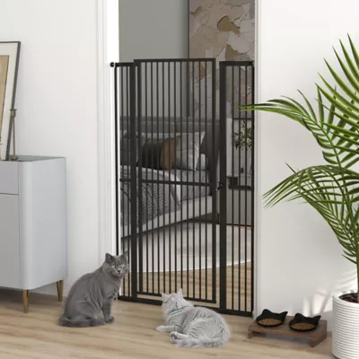 PawHut 59" Extra Tall Pet Gate, 30"-41"W with 2.8" and 5.5" Extensions - Image 2