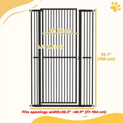 PawHut 59" Extra Tall Pet Gate, 30"-41"W with 2.8" and 5.5" Extensions - Image 3