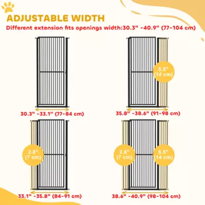 PawHut 59" Extra Tall Pet Gate, 30"-41"W with 2.8" and 5.5" Extensions - Image 7