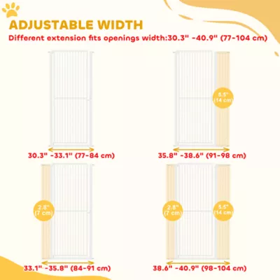 PawHut 59" Extra Tall Pet Gate, 30"-41"W with 2.8" and 5.5" Extensions - Image 7