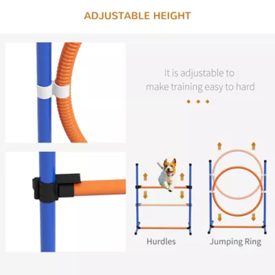 PawHut Dog Agility Training Equipment w/ Weave Poles, Adjustable Hurdle, Jump Ring, Pause Box, Balls - Image 4