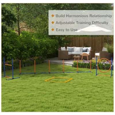 PawHut Dog Agility Training Equipment w/ Weave Poles, Adjustable Hurdle, Jump Ring, Pause Box, Balls - Image 6