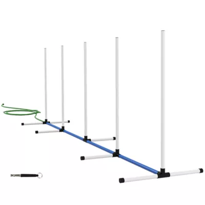 PawHut 2PCs Dog Agility Kit with Weave Poles, Spray Water Tube, Whistle, Carry Bag - Image 1