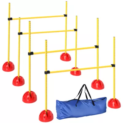 PawHut Dog Agility Training Equipment, 4 PCS Obstacle Course with Height Adjustable Jump Hurdle &Bag - Image 1