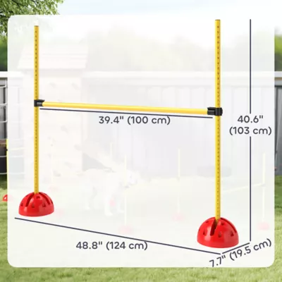PawHut Dog Agility Training Equipment, 4 PCS Obstacle Course with Height Adjustable Jump Hurdle &Bag - Image 3