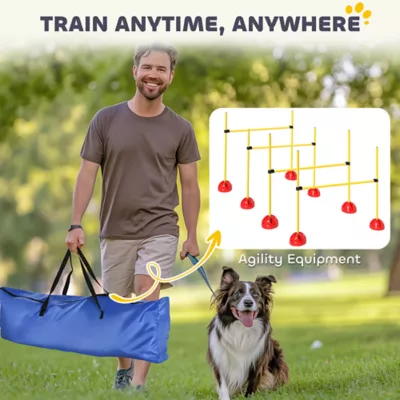 PawHut Dog Agility Training Equipment, 4 PCS Obstacle Course with Height Adjustable Jump Hurdle &Bag - Image 6