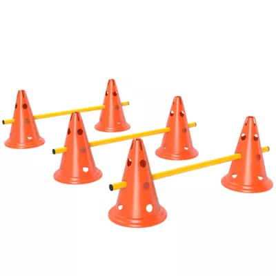 PawHut Dog Agility Hurdle Cone Set, Adjustable Obstacle Course Equipment with 6 Cones & 6 Poles,Bag - Image 1