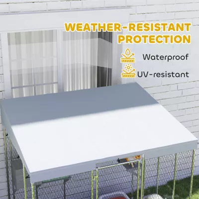 PawHut 79" L Galvanized Steel Catio Outdoor Cat Enclosure w/ Waterproof Canopy - Image 7