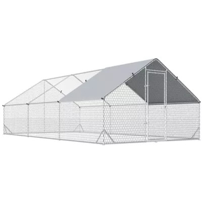 PawHut 9.8' x 26.2' x 6.6' Chicken Coop Cage, Outdoor Hen House w/Cover & Lockable Door - Image 1