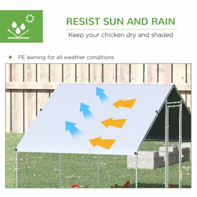 PawHut 9.8' x 26.2' x 6.6' Chicken Coop Cage, Outdoor Hen House w/Cover & Lockable Door - Image 4
