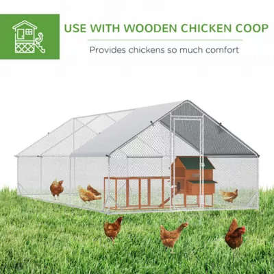 PawHut 9.8' x 26.2' x 6.6' Chicken Coop Cage, Outdoor Hen House w/Cover & Lockable Door - Image 5