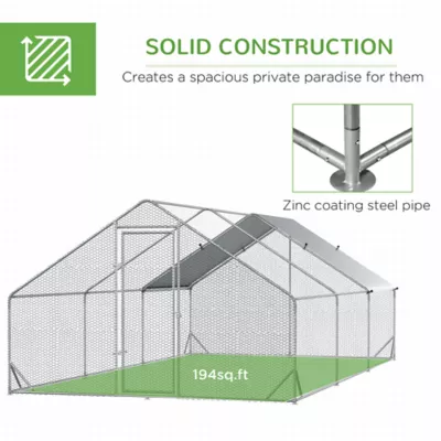 PawHut 9.8' x 26.2' x 6.6' Chicken Coop Cage, Outdoor Hen House w/Cover & Lockable Door - Image 6