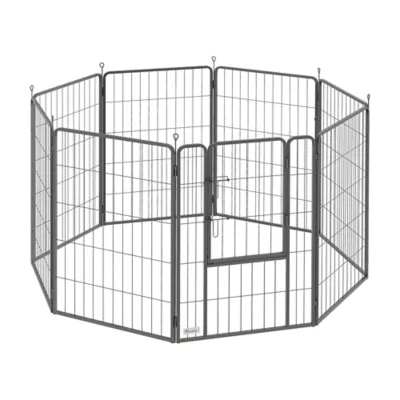 PawHut Large Dog Playpen Indoor/Outdoor, Foldable PlayPen with Lockable Door and Ground Stakes - Image 1