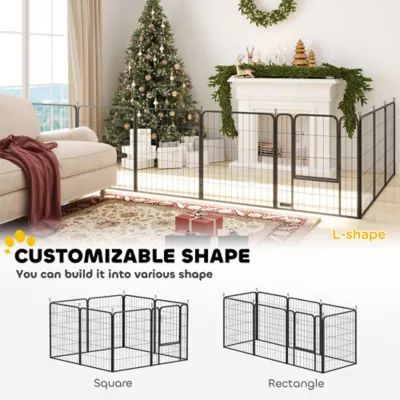 PawHut Large Dog Playpen Indoor/Outdoor, Foldable PlayPen with Lockable Door and Ground Stakes - Image 4