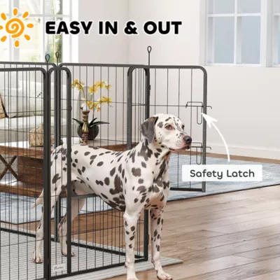 PawHut Large Dog Playpen Indoor/Outdoor, Foldable PlayPen with Lockable Door and Ground Stakes - Image 5