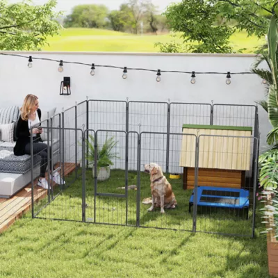 PawHut 16 Panels Dog Playpen with Strap, Portable, for Large Dogs, 47" Height - Image 2