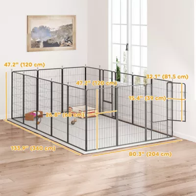 PawHut 16 Panels Dog Playpen with Strap, Portable, for Large Dogs, 47" Height - Image 3