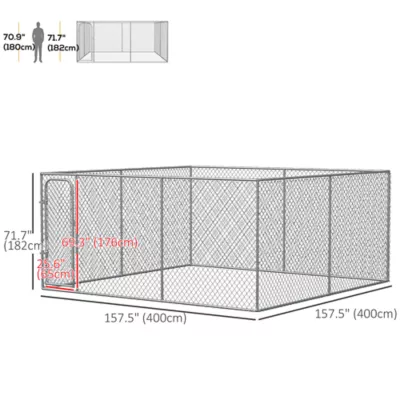 PawHut 99 Sq. Ft. Dog Playpen Outdoor with Galvanized Steel Frame - Image 3