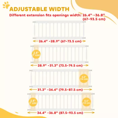 PawHut Dog Gate, Adjustable Pet Gate, 10" Tall with 2 Extensions, Pressure Mount Kit - Image 5