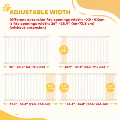 PawHut Dog Gate, Adjustable Pet Gate, 18" Tall with 2 Extension, Pressure Mount Kit - Image 5