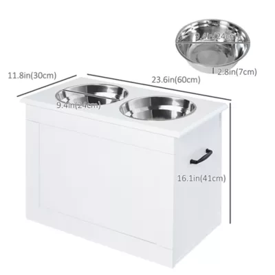 PawHut Large Elevated Pet Feeder with Storage and 2 Stainless Steel Dog Bowls - Image 3