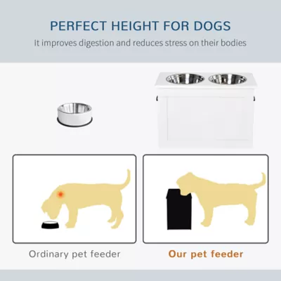PawHut Large Elevated Pet Feeder with Storage and 2 Stainless Steel Dog Bowls - Image 6