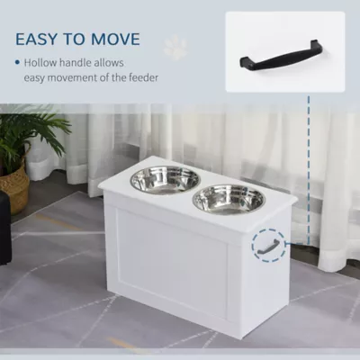 PawHut Large Elevated Pet Feeder with Storage and 2 Stainless Steel Dog Bowls - Image 7