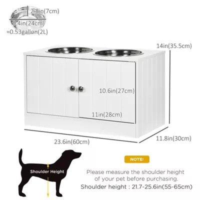 PawHut Elevated Dog Bowls for Large Dogs-Pet Feeding Station, Storage, 2 Stainless Steel Bowls - Image 3